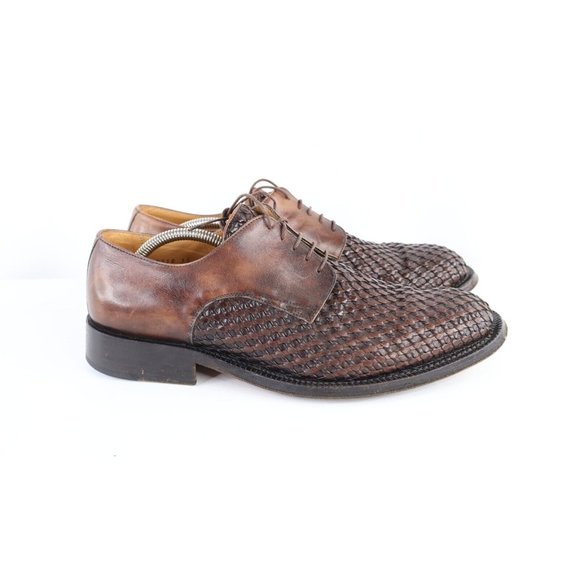 Bruno Magli Mens Size 11 M Braided Leather Oxford Dress Shoes Brown Italy Made main image 8